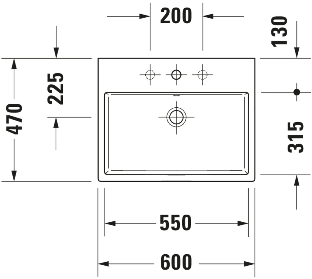 Duravit Vero Air Washbasin — Default Title — Technical drawing