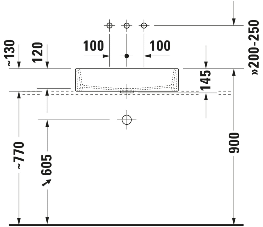 Duravit Vero Air Washbowl — Default Title — Technical drawing