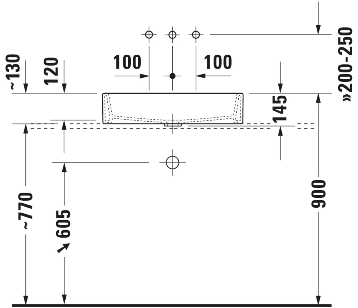 Duravit Vero Air Washbowl — Default Title — Technical drawing