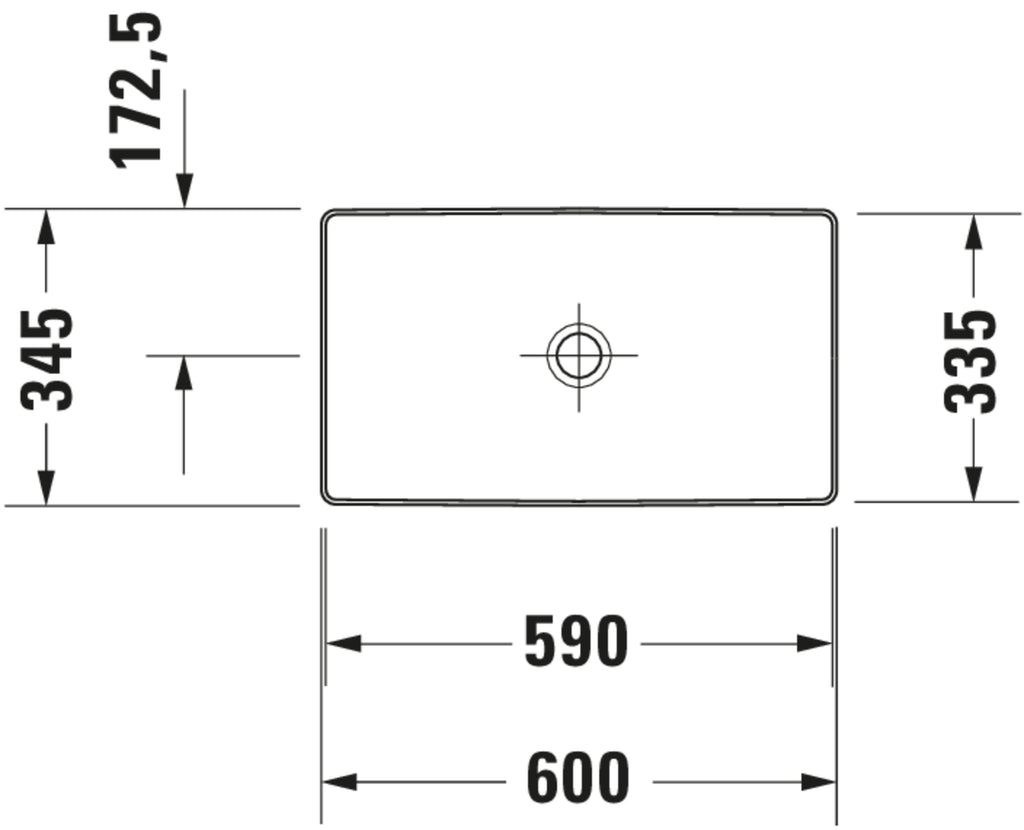 Duravit DuraSquare Washbowl — Default Title — Technical drawing