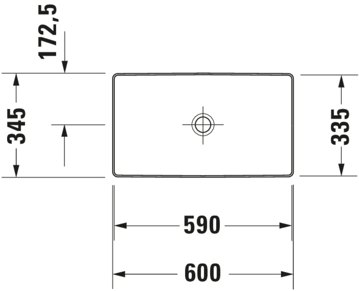 Duravit DuraSquare Washbowl — Default Title — Technical drawing