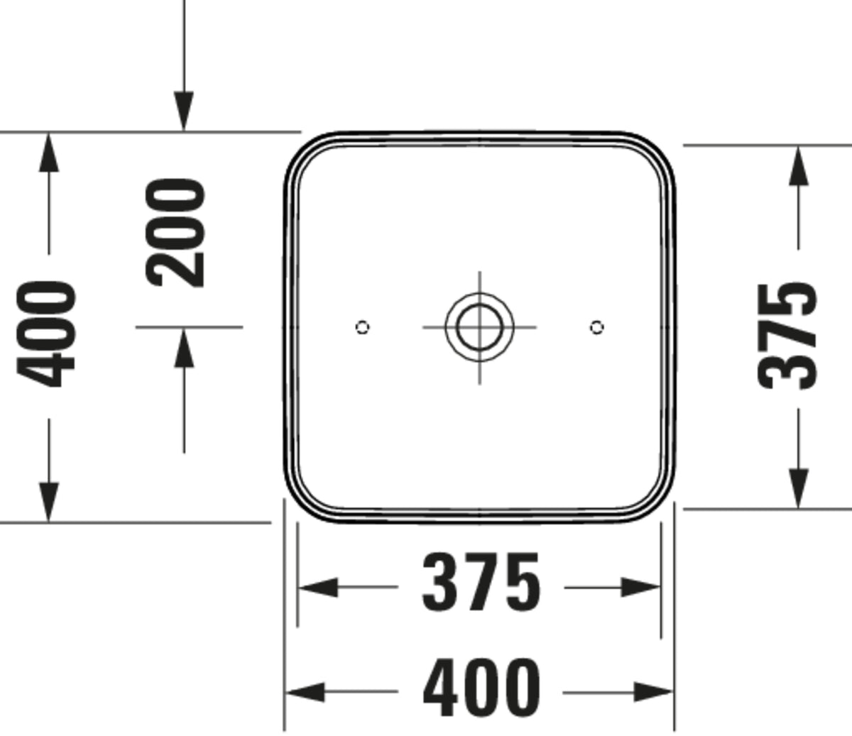 Duravit D-Neo Washbowl — Default Title — Technical drawing