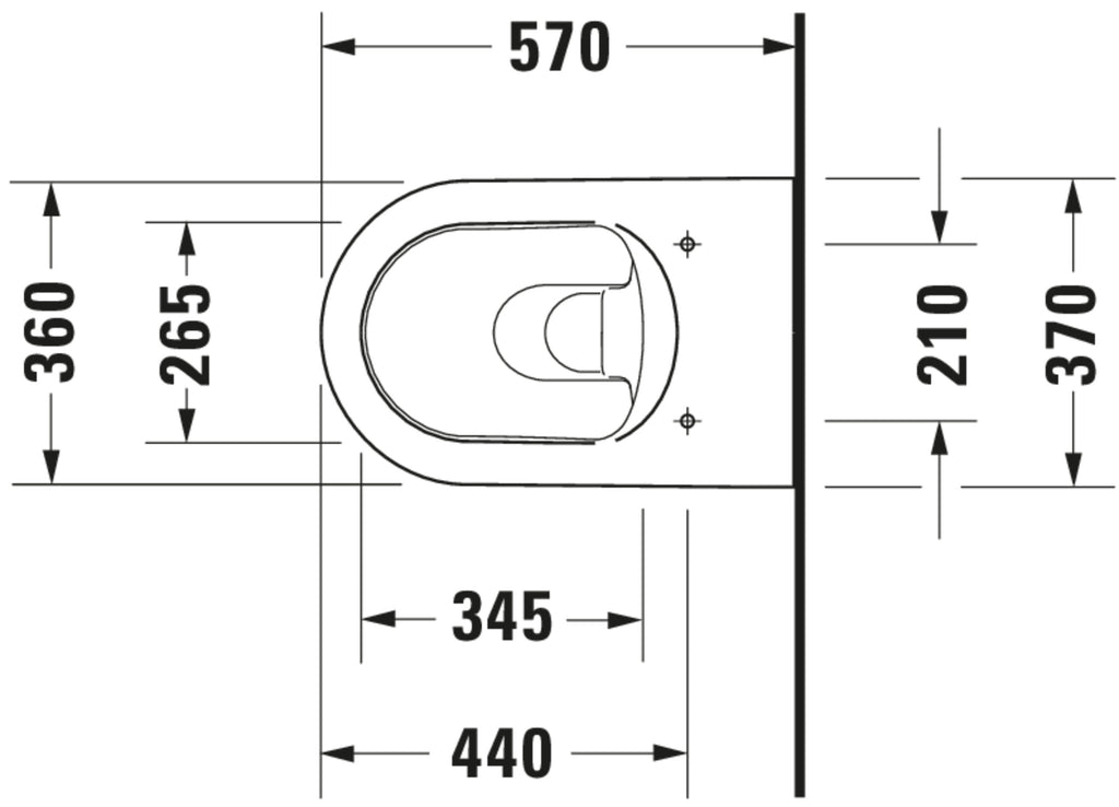 Duravit ME by Starck Wall-mounted toilet — Default Title — Technical drawing