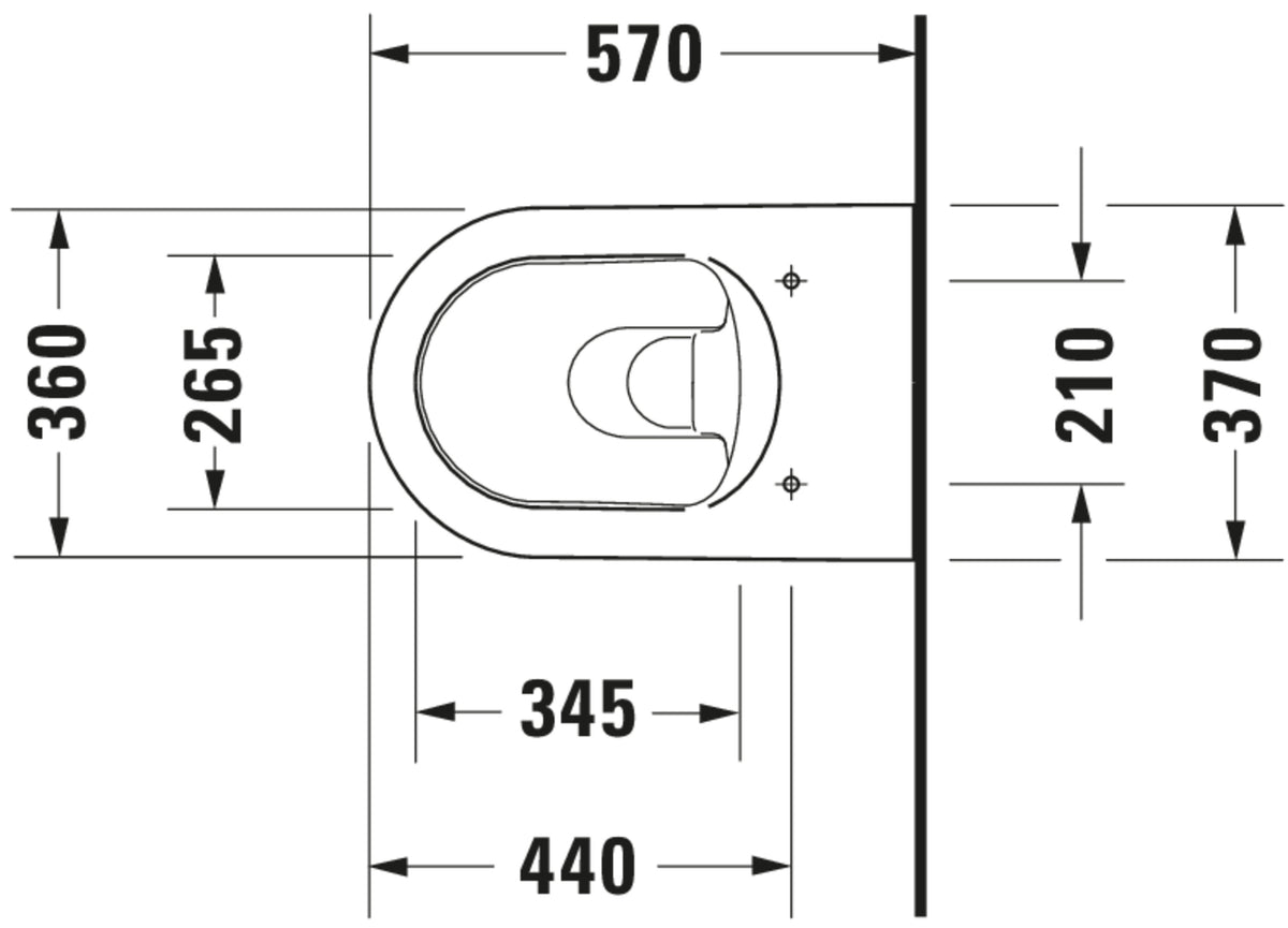 Duravit ME by Starck Wall-mounted toilet — Default Title — Technical drawing