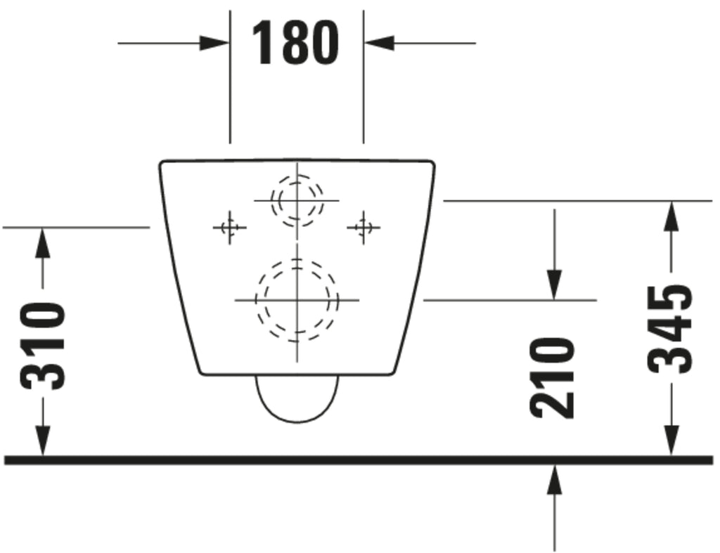 Duravit ME by Starck Wall-mounted toilet Rimless — Default Title — Technical drawing
