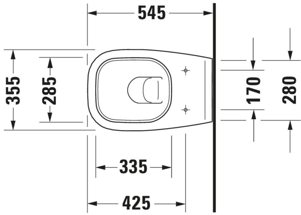 Duravit D-Code Wall-mounted toilet — Default Title — Technical drawing