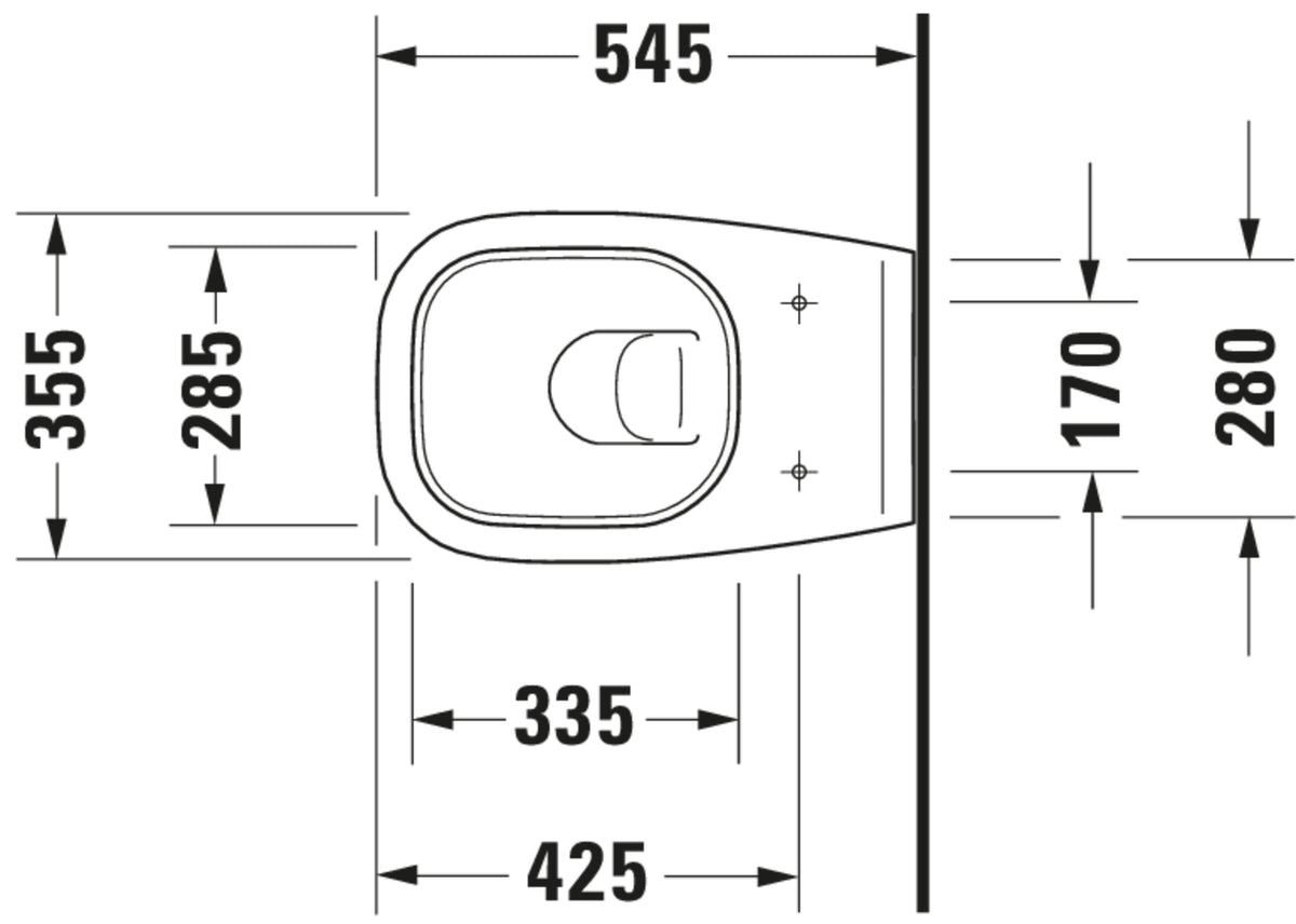 Duravit D-Code Wall-mounted toilet — Default Title — Technical drawing