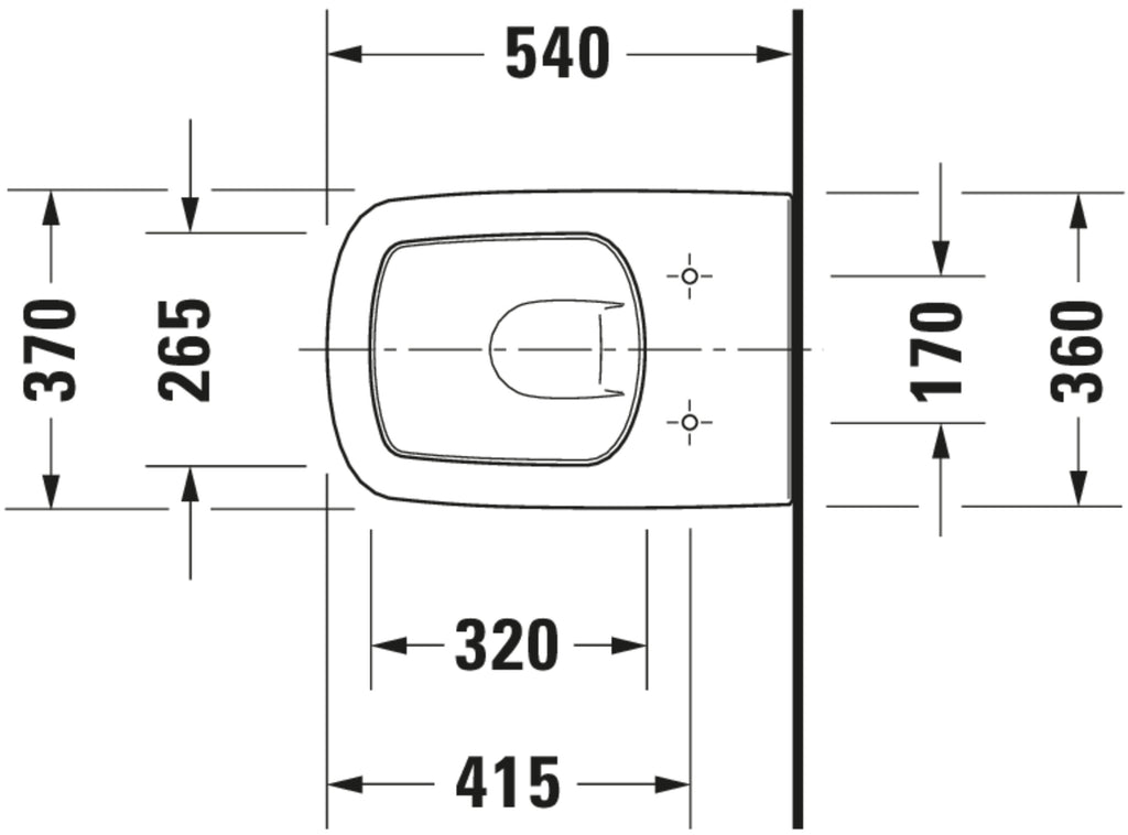 Duravit DuraStyle Wall-mounted toilet — Default Title — Technical drawing