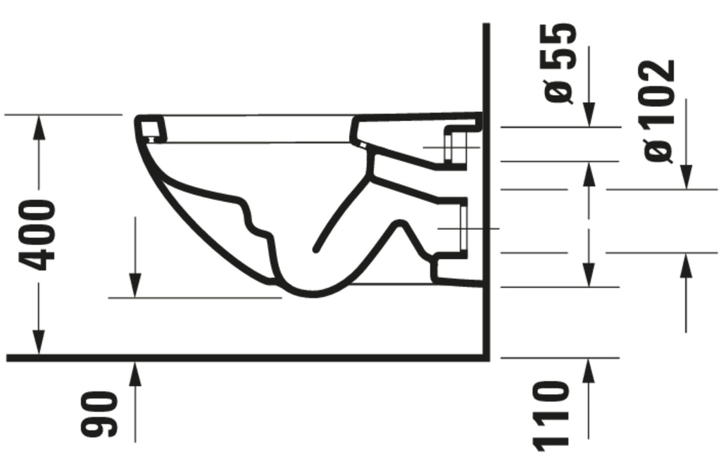 Duravit Architec Wall-mounted toilet — Default Title — Technical drawing