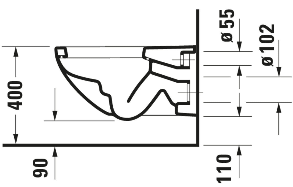 Duravit Architec Wall-mounted toilet — Default Title — Technical drawing