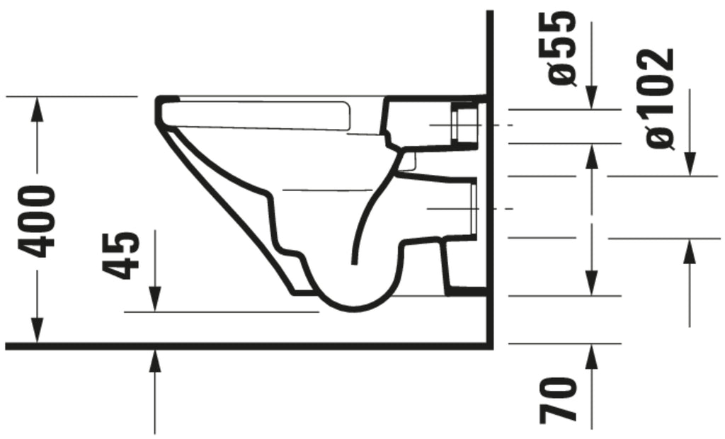 Duravit DuraStyle Wall-mounted toilet Rimless — Default Title — Technical drawing