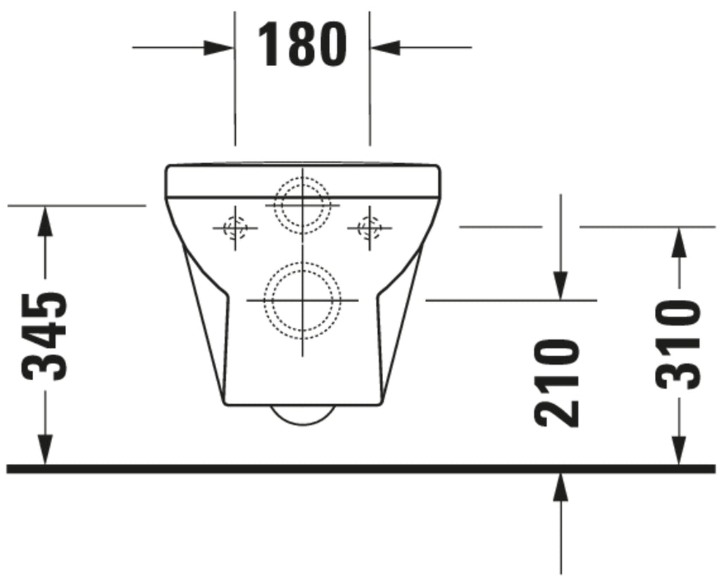 Duravit No.1 Wall-mounted toilet Rimless — Default Title — Technical drawing