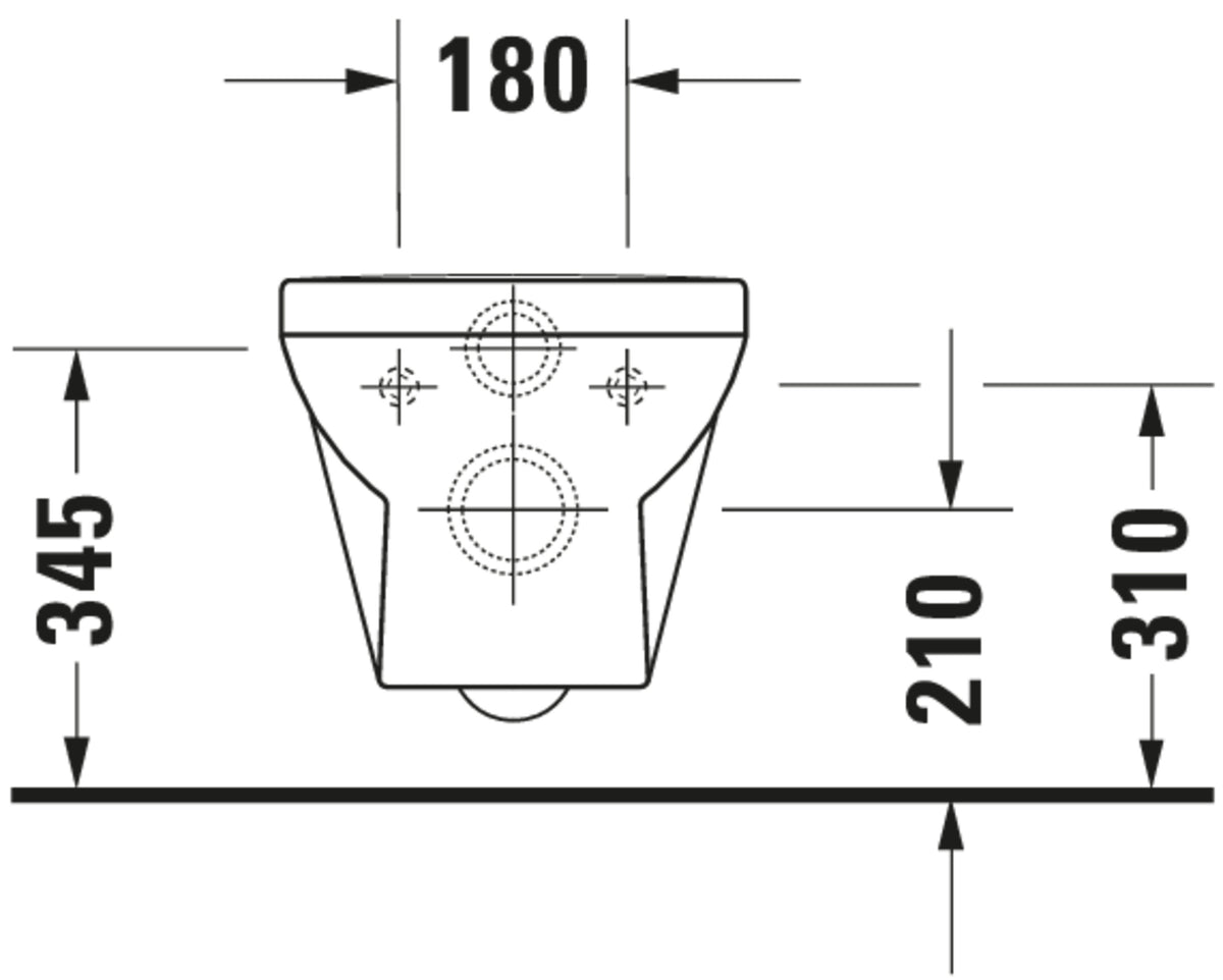 Duravit No.1 Wall-mounted toilet Rimless — Default Title — Technical drawing