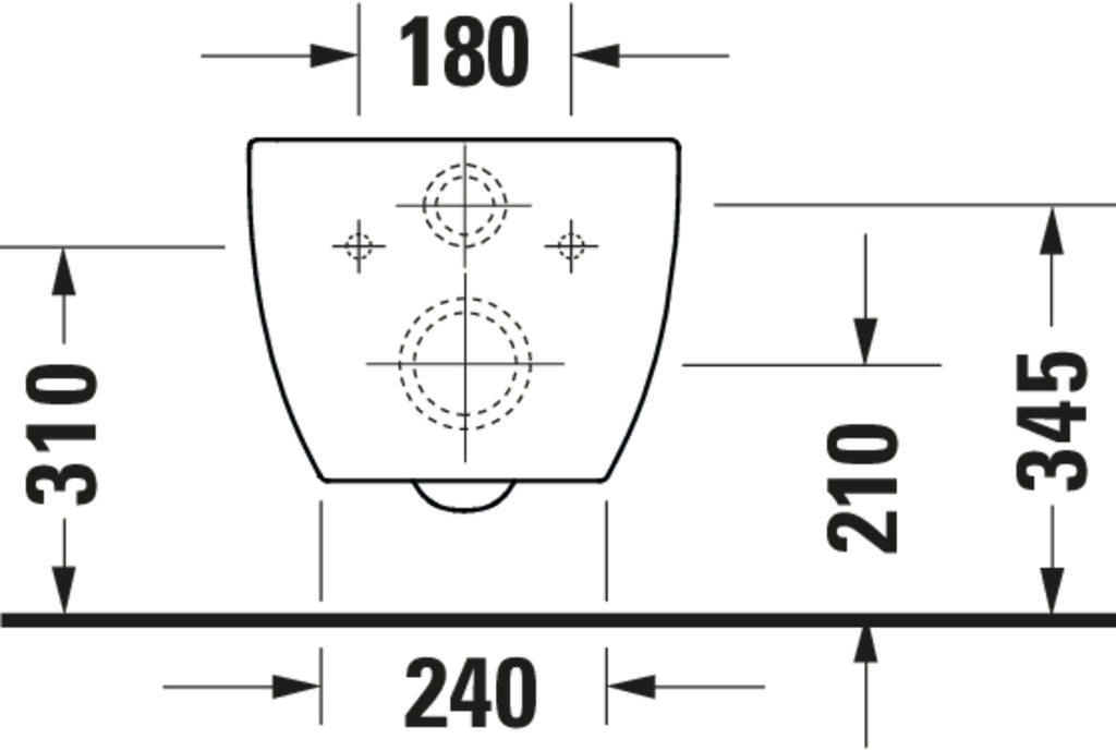 Duravit Architec Wall-mounted toilet Rimless — Default Title — Technical drawing