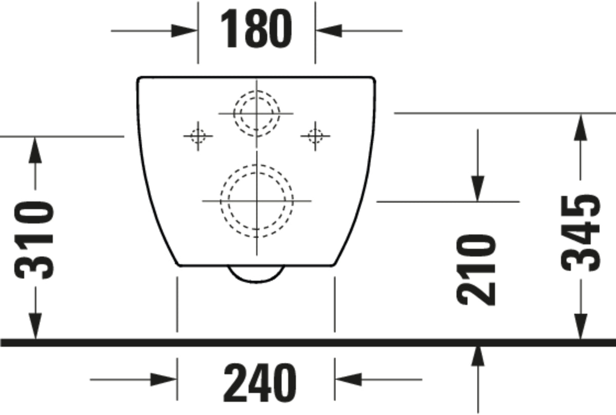 Duravit Architec Wall-mounted toilet Rimless — Default Title — Technical drawing