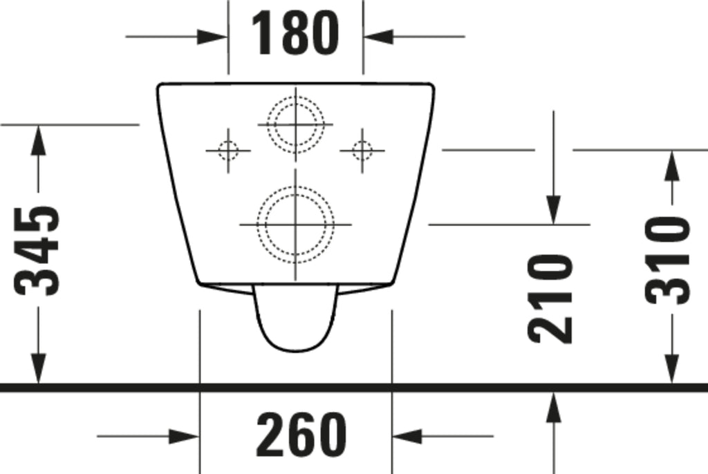 Duravit D-Neo Wall-mounted toilet Rimless — Default Title — Technical drawing