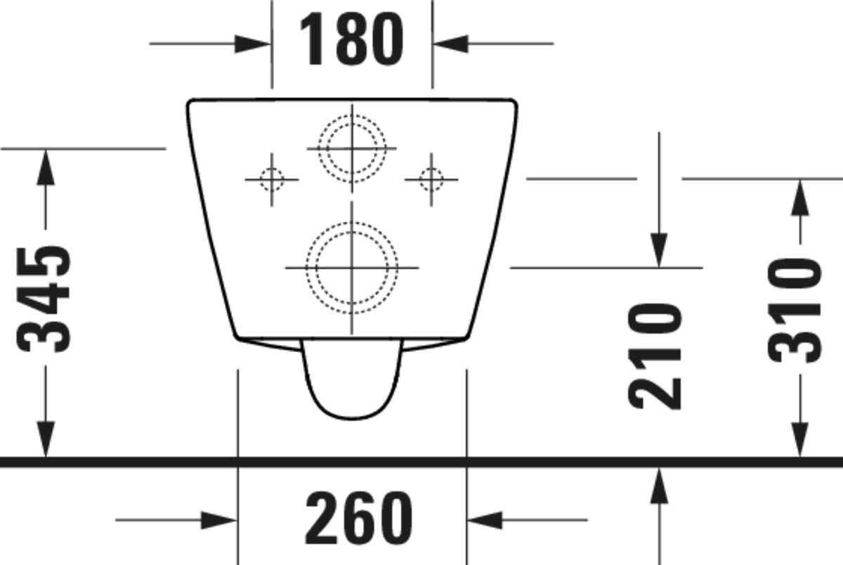 Duravit D-Neo Wall-mounted toilet Rimless — Default Title — Technical drawing