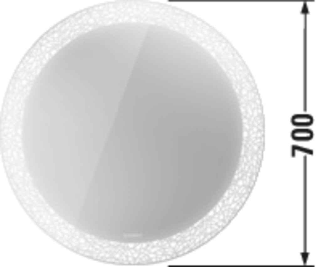 Duravit Happy D.2 Plus Mirror with Lighting — 70 cm — Organic light pattern — Technical drawing