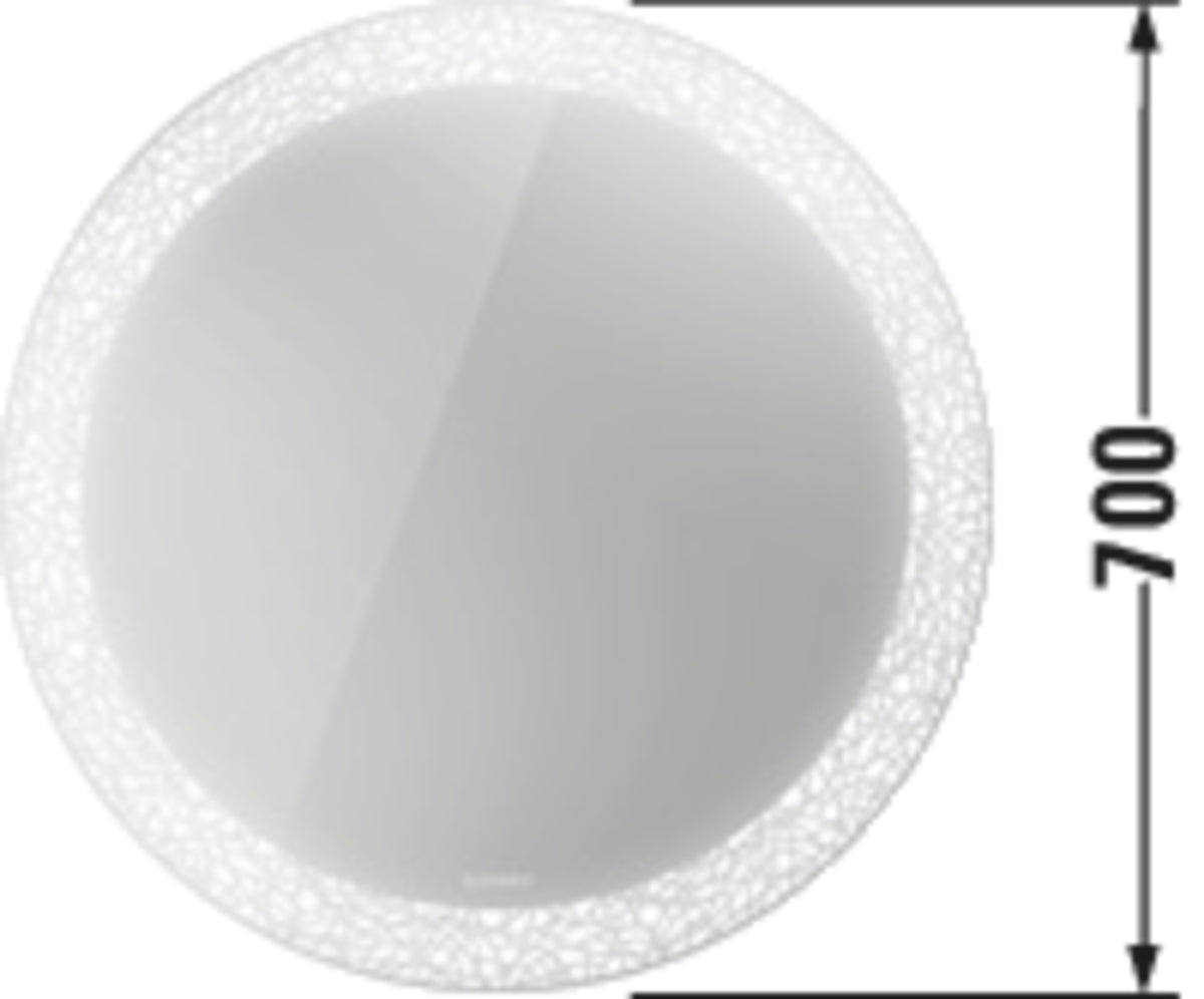 Duravit Happy D.2 Plus Mirror with Lighting — 70 cm — Organic light pattern — Technical drawing