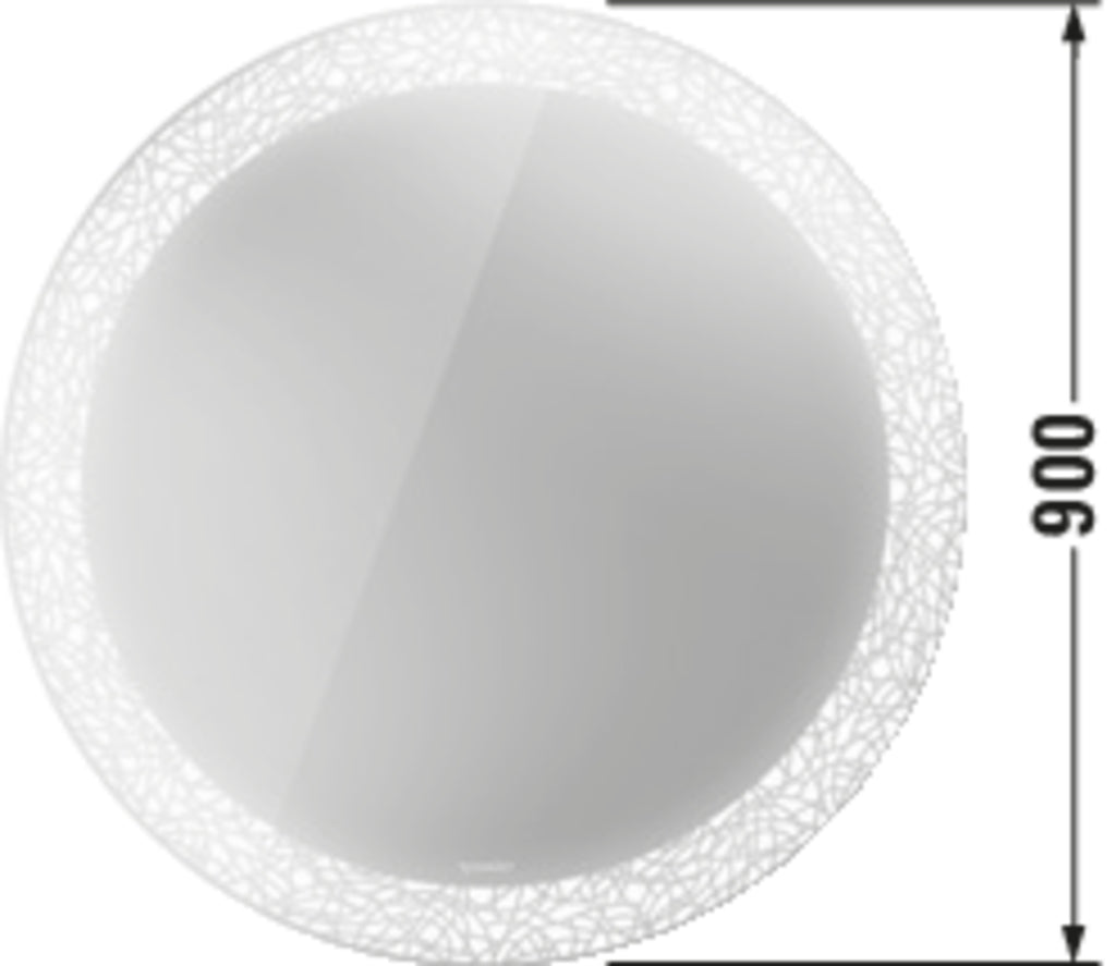 Duravit Happy D.2 Plus Mirror with Lighting — 90 cm — Organic light pattern — Technical drawing
