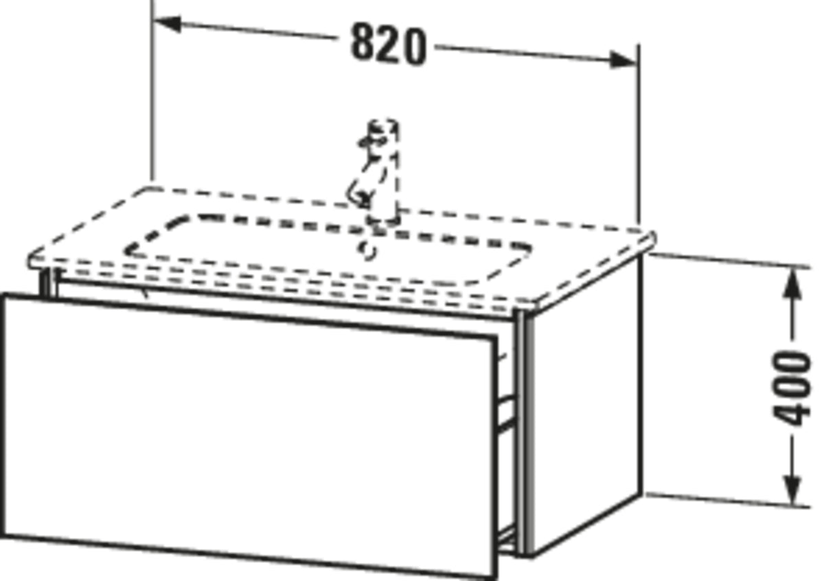 Duravit L-Cube Vanity unit wall-mounted — White matt — Technical drawing