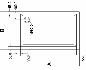 Duravit Texas Shower Tray — 80 × 80 cm — Technical drawing