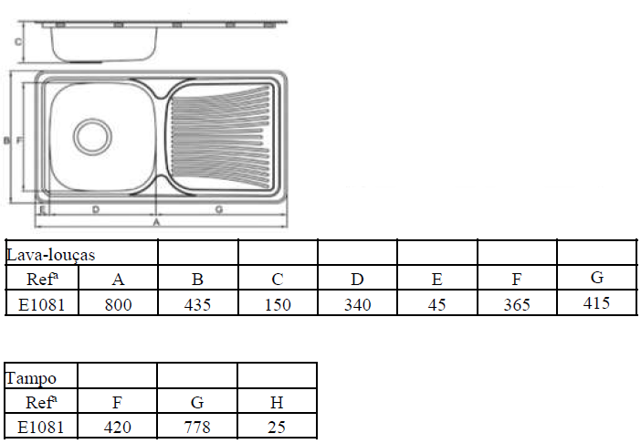 AIR KITCHEN SINK 80×43.5x15CM