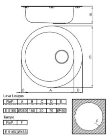 AIR KITCHEN SINK E5160 Ø48x16CM