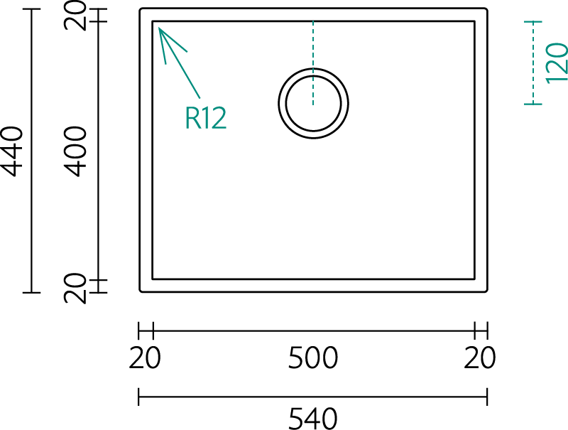 BOLD KITCHEN SINK 54x44x20CM