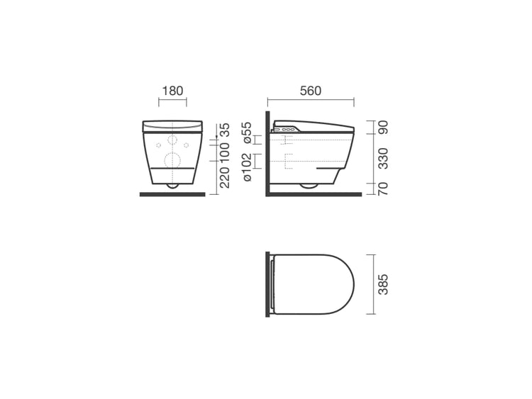 SANITANA FUTURA SHOWER WALL HUNG TOILET RIMLESS WHITE