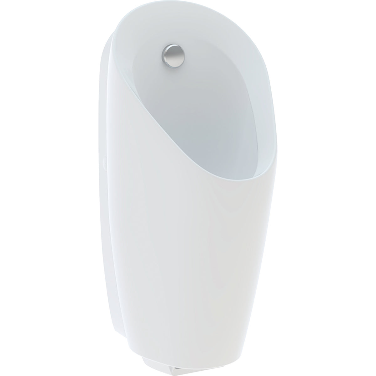 Geberit Preda urinal with integrated control, battery operation — T=37cm, Outlet=to the rear, Inlet=rear, white — Product photo