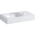 Geberit iCon handrinse basin right shelf surface — 53x13x31cm, white, Tap hole=right, Overflow=without, Shelf space=right — Product photo