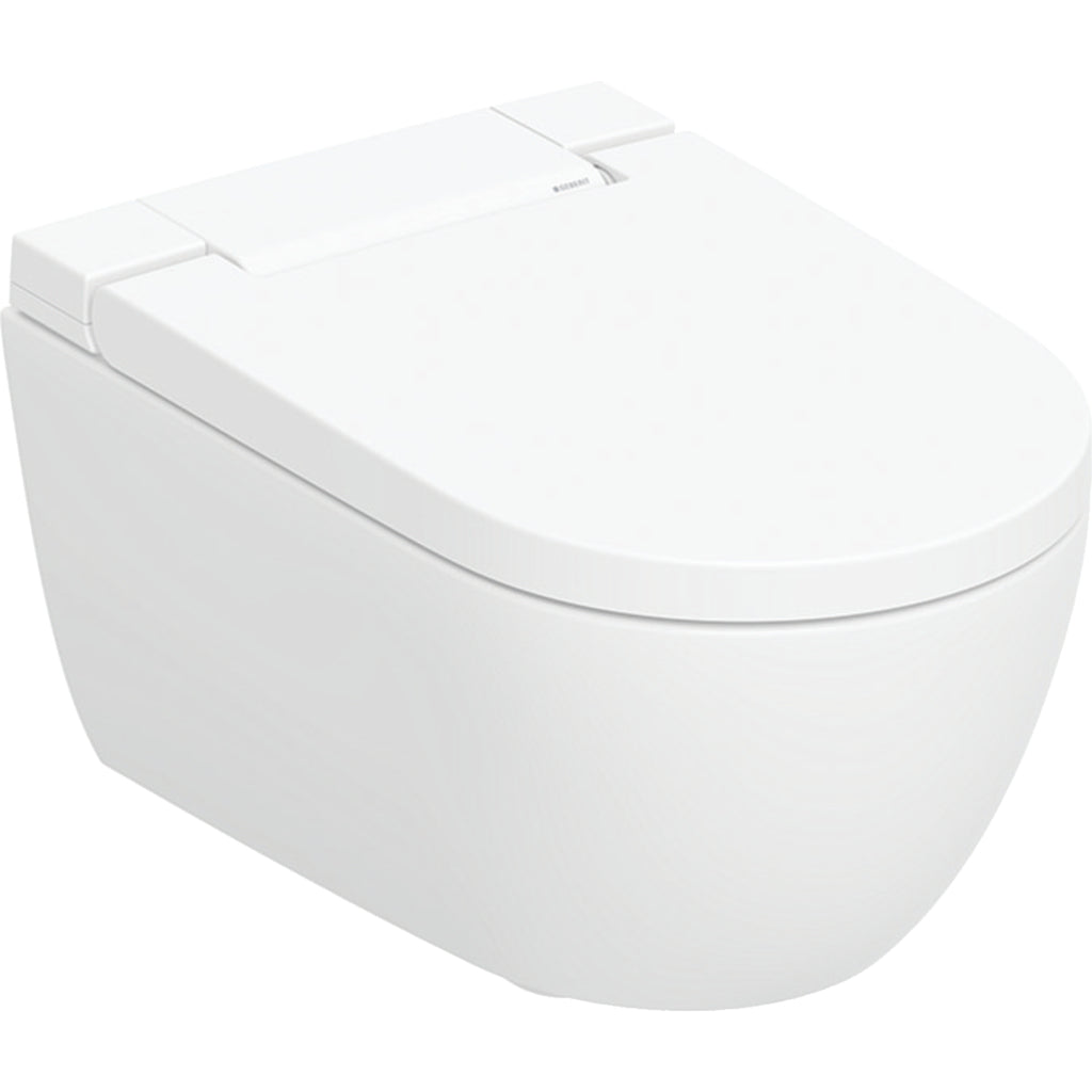 Geberit AquaClean Alba WC complete solution, wall-hung WC — WC ceramic appliance: white / KeraTect, Design cover: white / glossy — Product photo