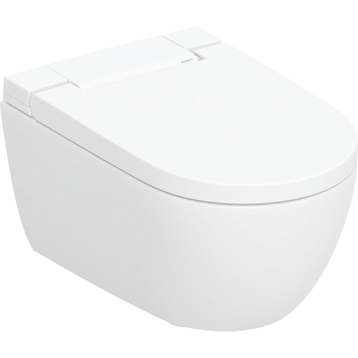 Geberit AquaClean Alba WC complete solution, wall-hung WC — WC ceramic appliance: white / KeraTect, Design cover: white / glossy — Product photo