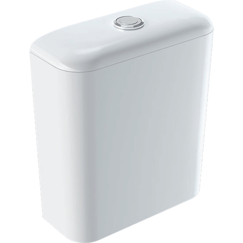 Geberit iCon exposed cistern, close-coupled, dual flush, bottom water supply connection — white — Product photo
