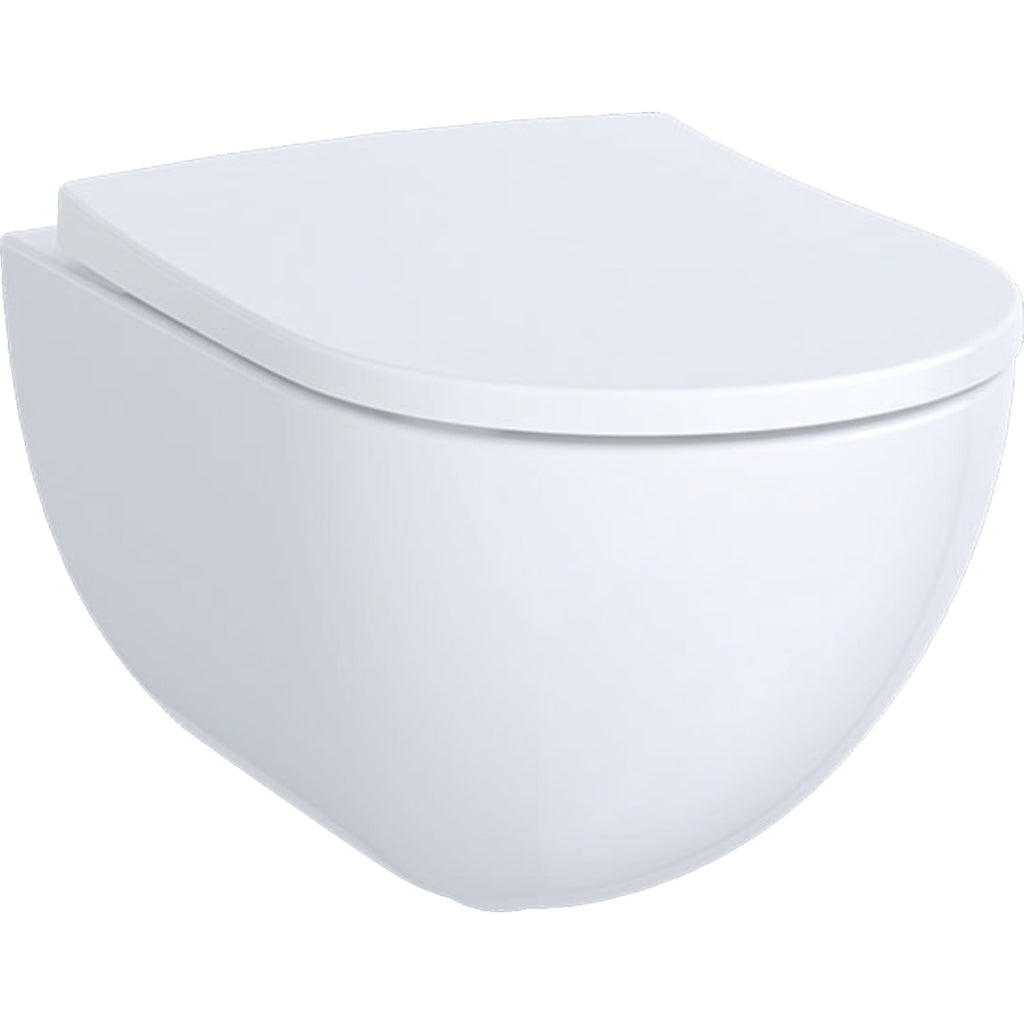 Geberit Pravello wall-hung WC set, washdown, shrouded, Rimfree — White — WC pan and WC seat set — Product photo