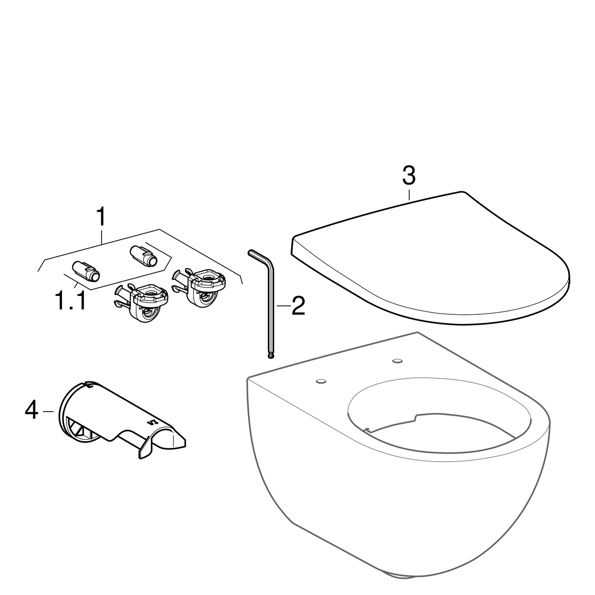 Geberit Pravello WC set — Manufacturer spare-parts drawing
