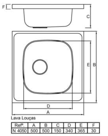 AIR KITCHEN SINK N4050 50x50x15CM