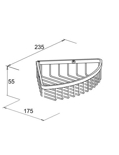 ALUMINIUM SINGLE CORNER BASKET 235X175X55MM