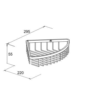 ALUMINIUM SINGLE CORNER BASKET 295X220X55MM
