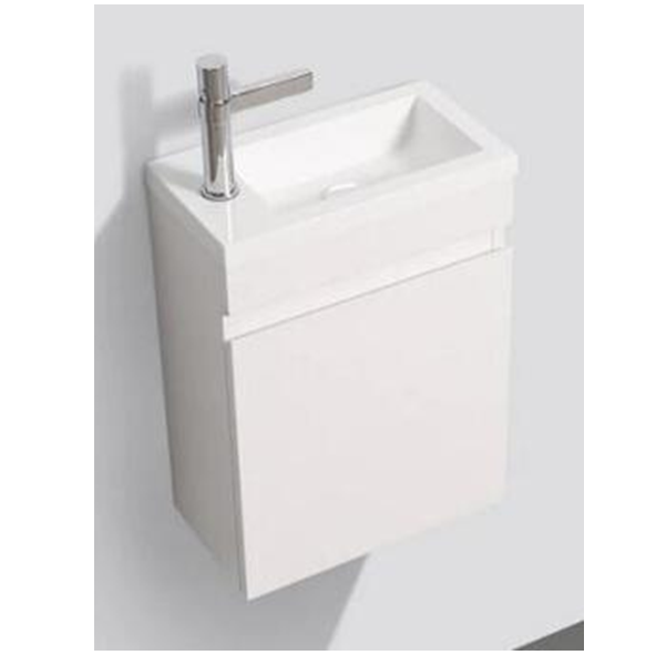 LAKA WHITE GLOSSY WALL HUNG CABINET WITH RESIN BASIN 400×220x500MM