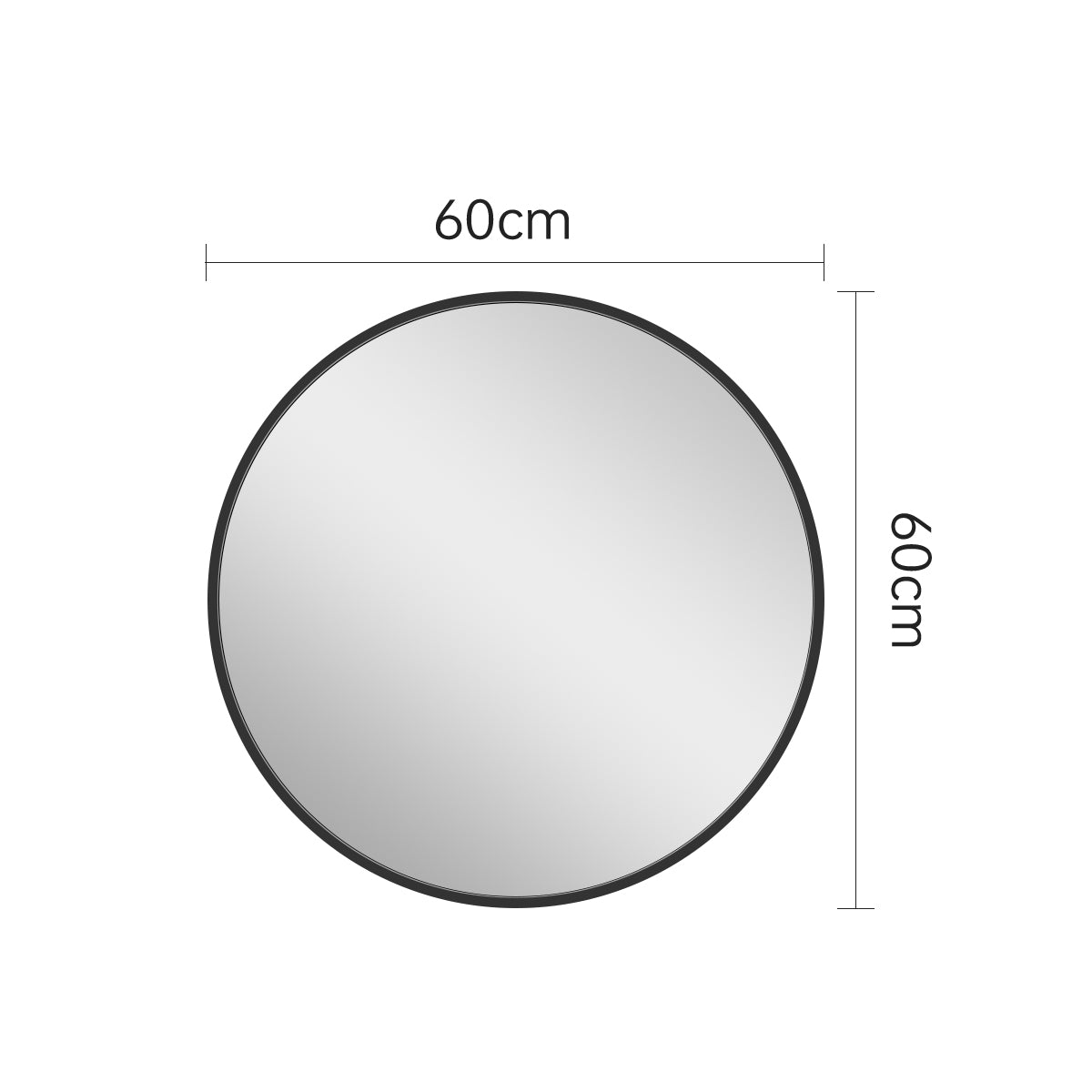 ROUND MIRROR WITH BLACK ALUMINIUM FRAME ⌀600MM