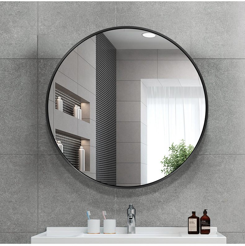 ROUND MIRROR WITH BLACK ALUMINIUM FRAME ⌀600MM