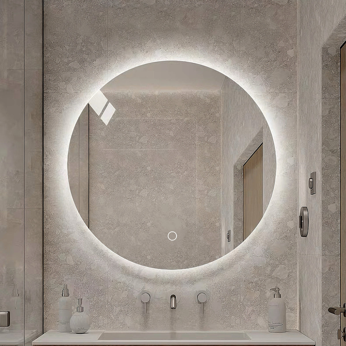 Frameless round LED mirror Ø60cm