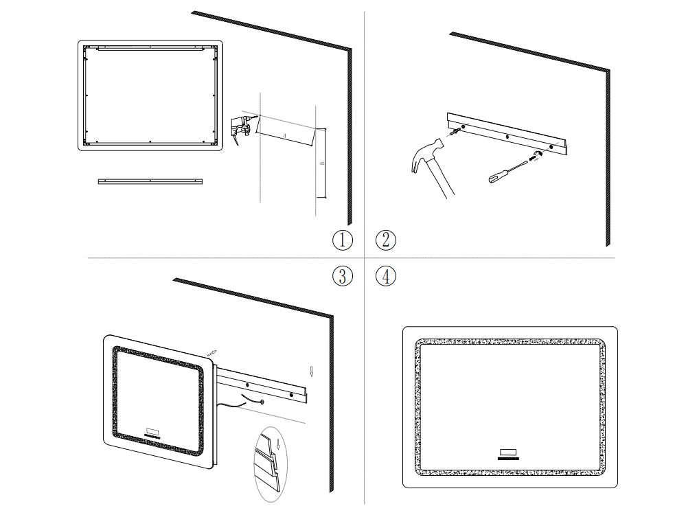 Rectangular LED mirror 100x60cm