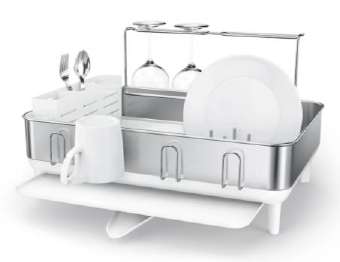 SIMPLEHUMAN STEEL-FRAME DISHRACK WITH WHITE PLASTIC