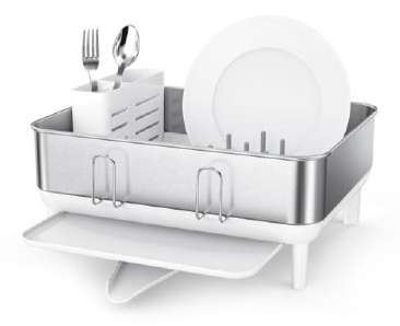 SIMPLEHUMAN COMPACT STEEL-FRAME DISHRACK WITH WHITE PLASTIC