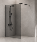 WALK-IN SHOWER DOOR GREY GLASS WITH BLACK FRAME
