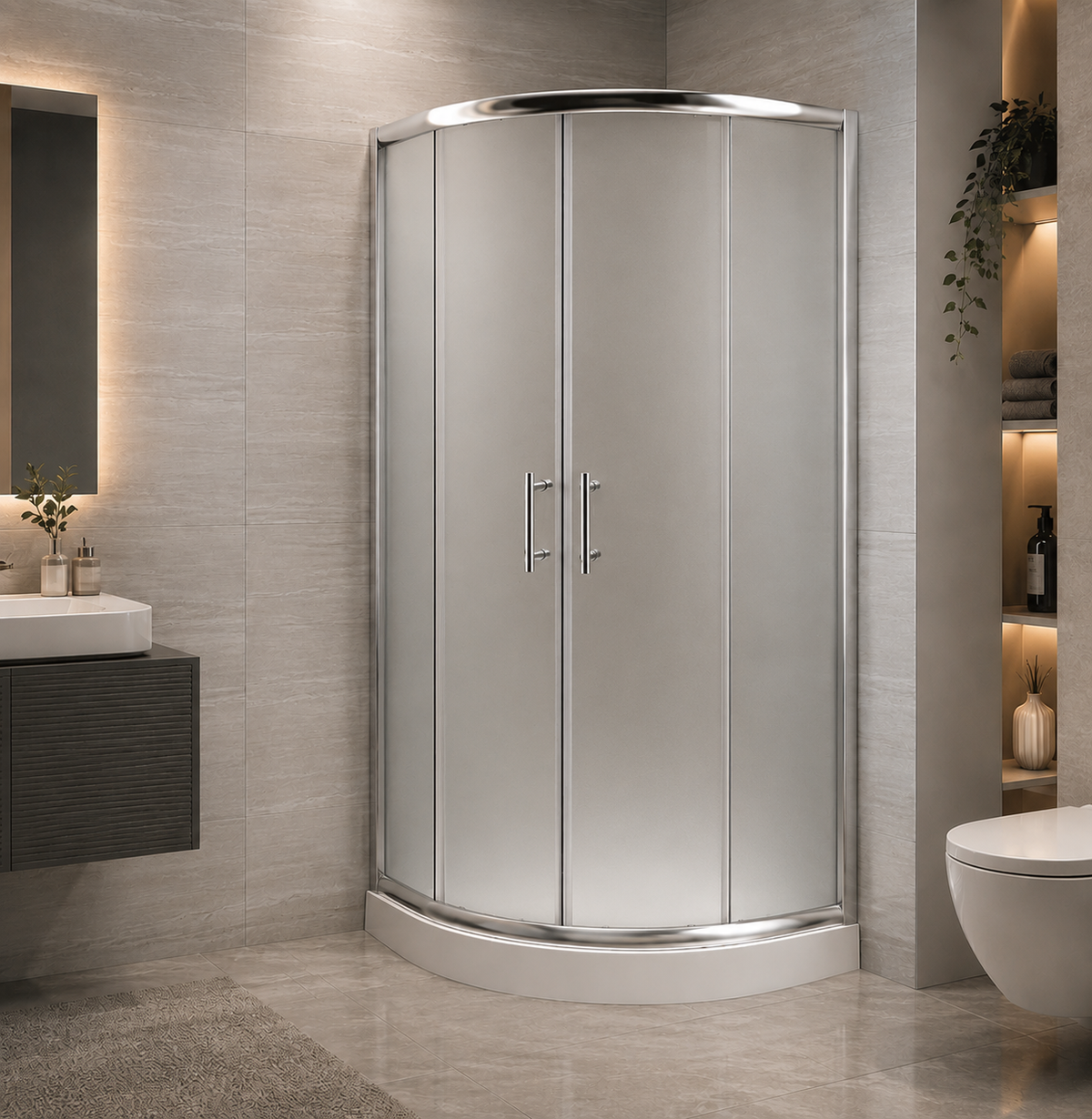 ROUND SHOWER CABIN CLEAR OR FROSTED GLASS