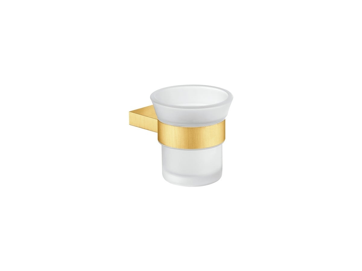 SANCO Academia wall-mounted glass holder in Golden Brass Brushed